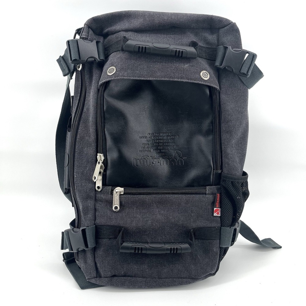 WITZMAN Travel Backpack Convertible Canvas Bag Gray Carry On